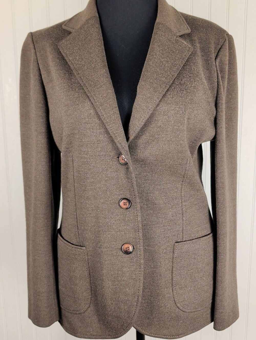 70's/ 80's Vintage Bleyle for Hooper Wool Knit Blazer Jacket Mocha Brown Size 14